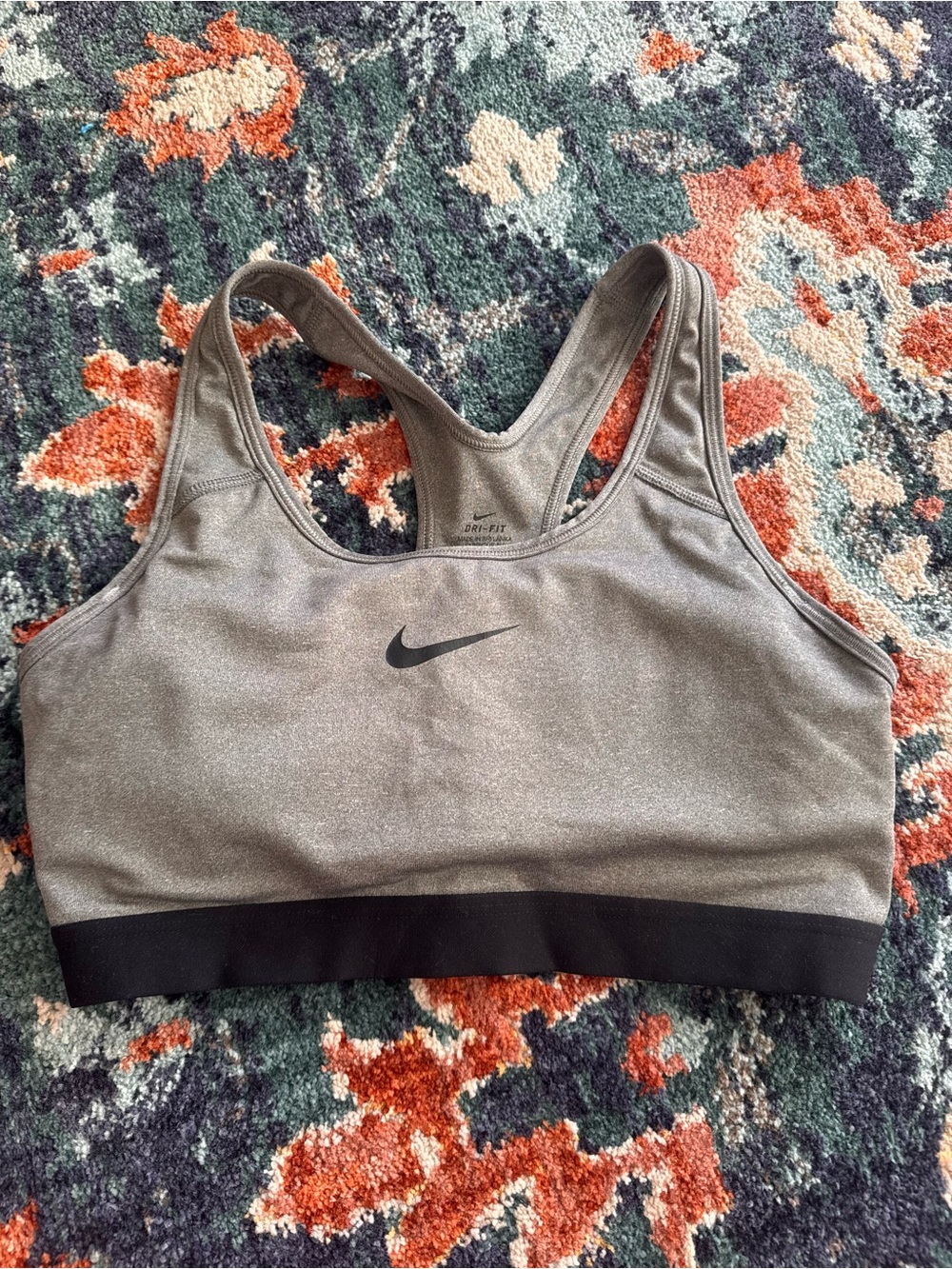 Nike Gray Racerback Sports Bra with Black Underband
